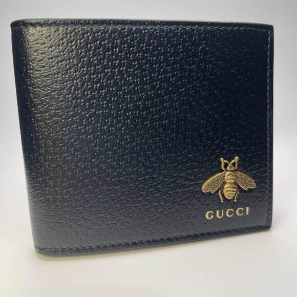 Gucci Other - Gucci Grained Leather Bifold Wallet with Bee Insignia in Black - NWOT
